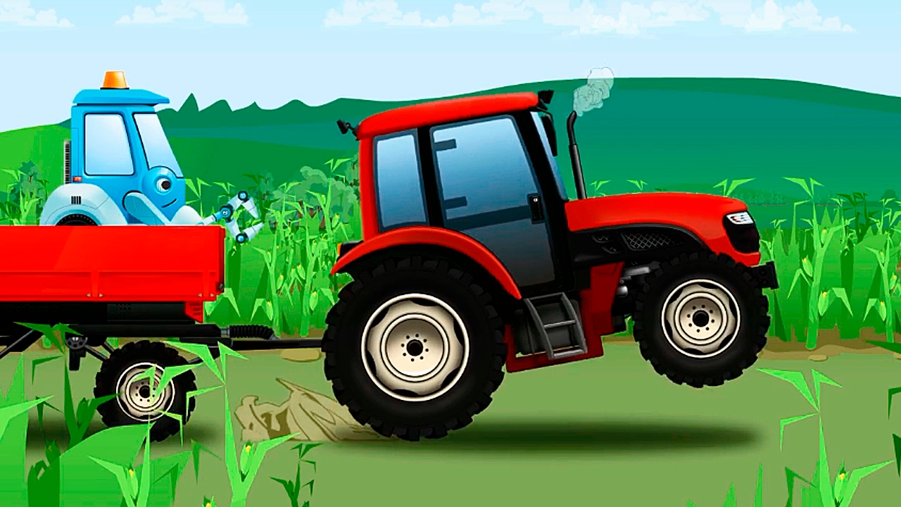 Про красный трактор. Трактор для детей. Трактор развивающий для детей.